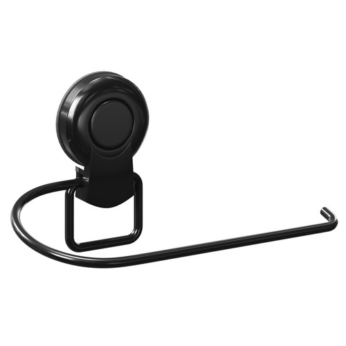 SuctionLoc Black Wall Mounted Toilet Roll Holder Left Hand Side View