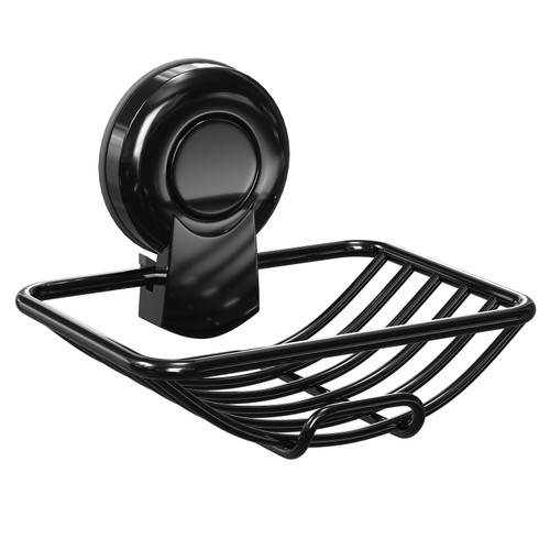 SuctionLoc Black Wall Mounted Soap Basket Left Hand Side View