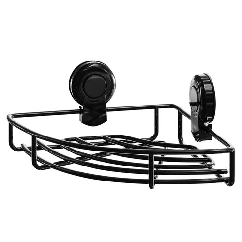 SuctionLoc Black Wall Mounted Corner Basket Right Hand Side View