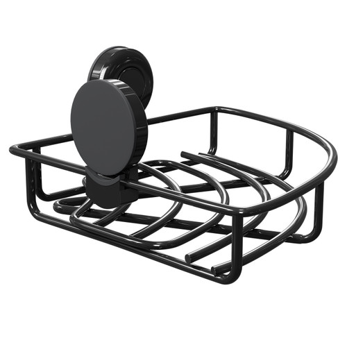 SuctionLoc Black Wall Mounted Corner Basket Side on View