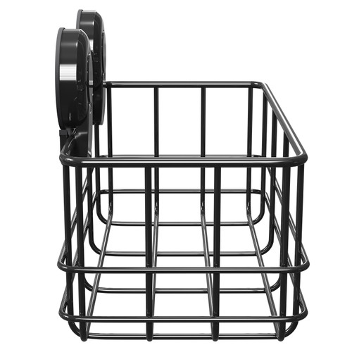 SuctionLoc Black Wall Mounted Bottle Basket Side on View