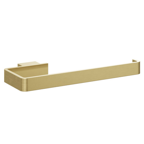 Colore Square Brushed Brass Wall Mounted Towel Ring Left Hand Side View