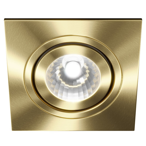 Colore Cali Satin Brass IP65 35W Square Tiltable Bathroom Downlight Right Hand Side View