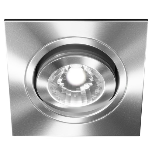 Colore Cali Satin Chrome IP65 35W Square Tiltable Bathroom Downlight Left Hand Side View Colore Cali Satin Chrome IP65 35W Square Tiltable Bathroom Downlight Left Hand Side View