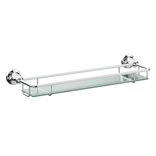 Windsor 1930 Traditional Polished Chrome and Glass Wall Mounted Vanity Shelf Left Hand Side View