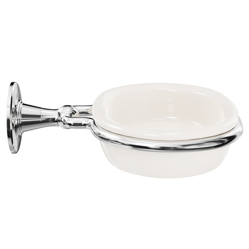 Windsor 1930 Traditional Polished Chrome and White Ceramic Wall Mounted Soap Dish Side on View