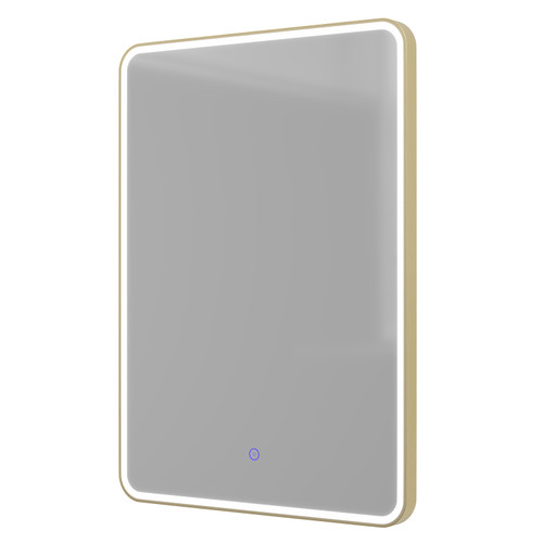 Colore Brushed Brass 500mm x 700mm Illuminated LED Mirror with Demister Right Hand Side View