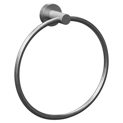 Colore Gunmetal Grey Industrial Style Wall Mounted Towel Ring Left Hand Side View Colore Gunmetal Grey Industrial Style Wall Mounted Towel Ring Left Hand Side View