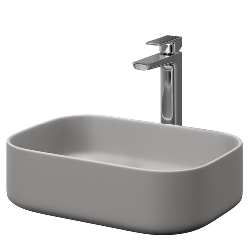 Amadora Matt Grey 455mm x 325mm Square Countertop Basin Right Hand Side View