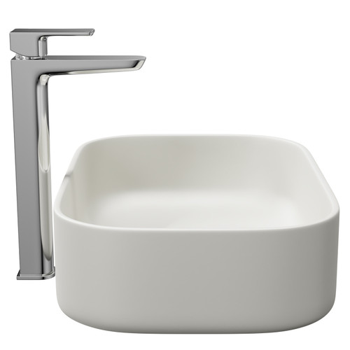 Amadora Matt White 455mm x 325mm Square Countertop Basin Side on View