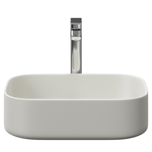 Amadora Matt White 455mm x 325mm Square Countertop Basin Front View