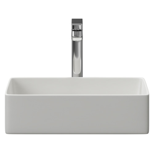 Amadora Matt White 460mm x 230mm Rectangular Countertop Basin Front View