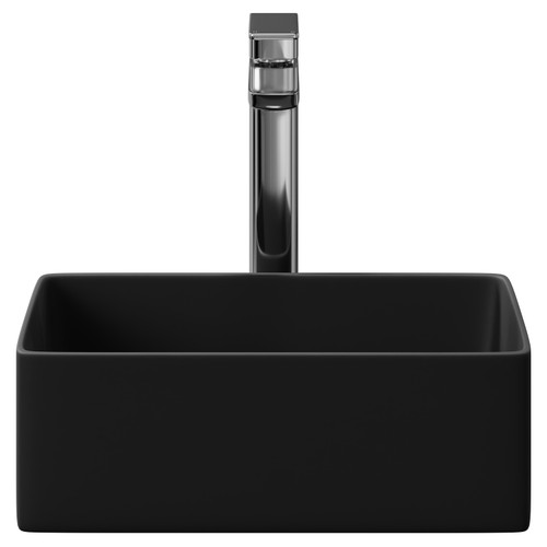 Amadora Matt Black 360mm x 230mm Small Rectangular Countertop Basin Front View