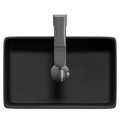 Amadora Matt Black 360mm x 230mm Small Rectangular Countertop Basin Top View from Above