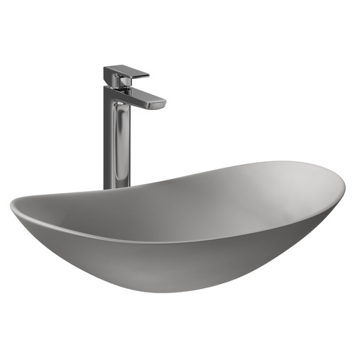 Amadora Matt Grey 615mm x 360mm Ellipse Countertop Basin Left Hand Side View