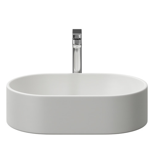 Amadora Matt White 550mm x 350mm Oval Countertop Basin Front View