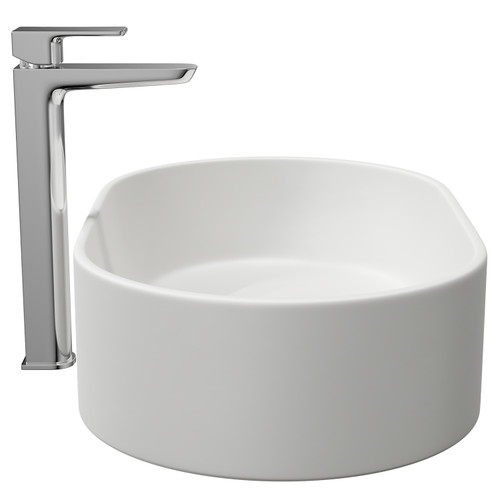 Amadora Matt White 565mm x 350mm Oval Countertop Basin Side on View