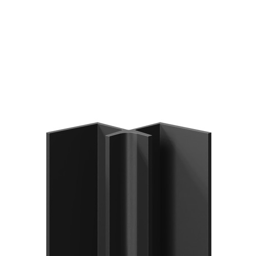 WholePanel 10mm Matt Black Anodised Aluminium Wall Panel Internal Corner Trim Front View