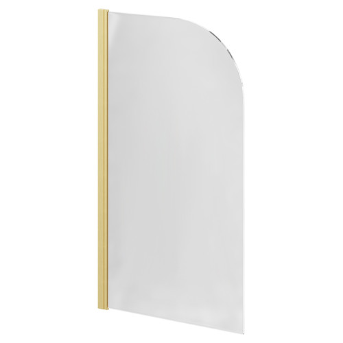 Colore Round Brushed Brass 770mm Single Section Bath Shower Screen Right Hand Side View