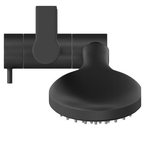 Colore Round Matt Black Shower Slide Rail Kit Top View from Above