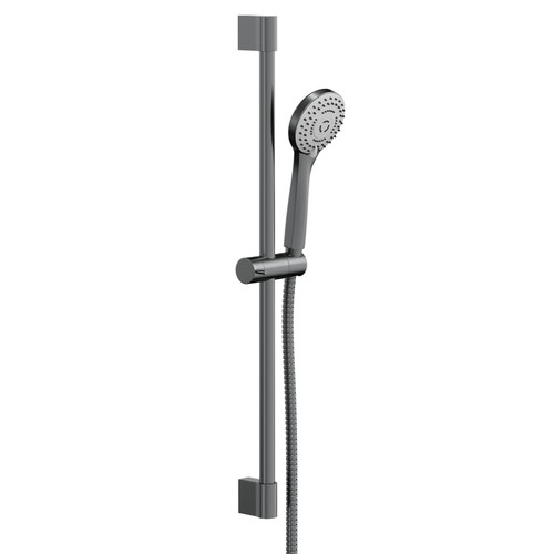 Colore Round Gunmetal Grey Shower Slide Rail Kit Left Hand View