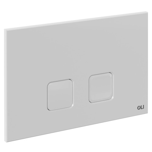 OLI Basal White 230mm Flush Plate with Square Push Buttons Left Hand Side View