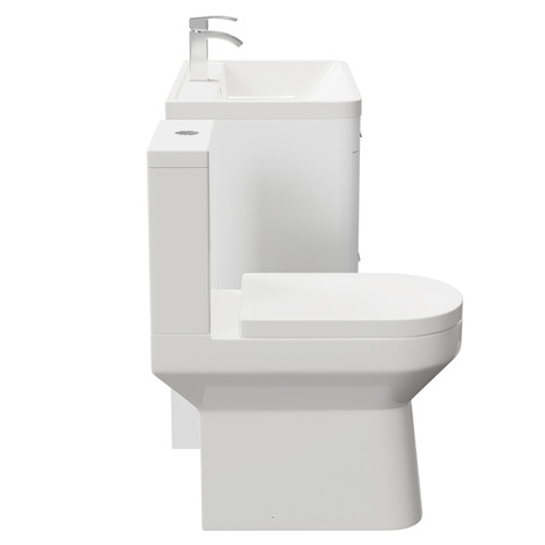 Arendal Gloss White 800mm Floor Standing 2 Drawer Vanity Unit and Comfort Height Toilet Suite Side on View