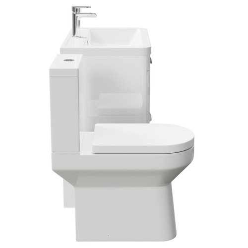 Bergen Gloss White 800mm Floor Standing 2 Drawer Vanity Unit and Comfort Height Toilet Suite Side on View
