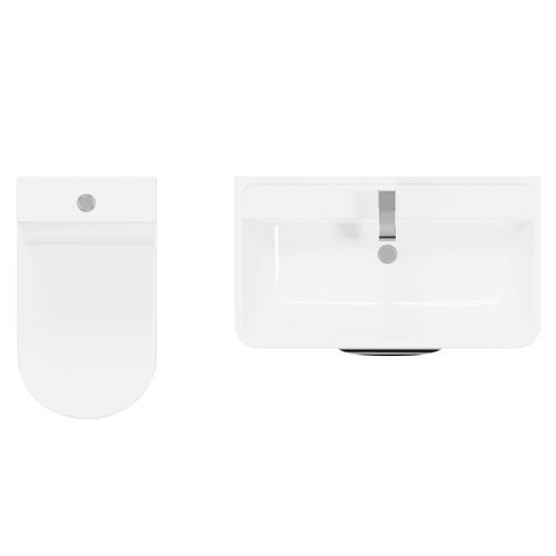 Arendal Gloss White 800mm Wall Mounted 2 Drawer Vanity Unit and Comfort Height Toilet Suite Top View from Above