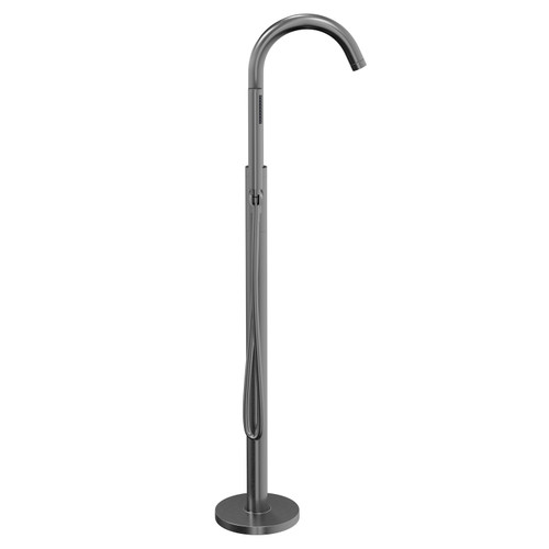 Colore Round Gunmetal Grey Freestanding Bath Shower Mixer Tap Side on View