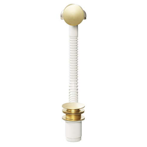 Colore Brushed Brass Free Flow Bath Filler with Push Waste and Overflow Front View