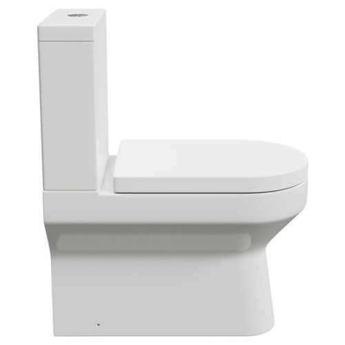 Newburn Closed Back Close Coupled Toilet with Soft Close Toilet Seat Side on View