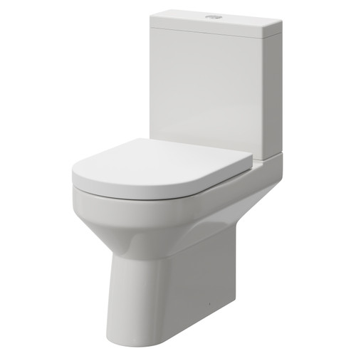 Newburn Open Back Close Coupled Toilet with Soft Close Toilet Seat Right Hand Side View