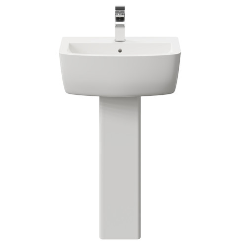 Darnley 530mm Basin with 1 Tap Hole and Full Pedestal Front View