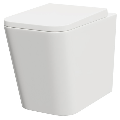 Darnley Square Back to Wall Toilet Pan with Soft Close Toilet Seat Right Hand Side View