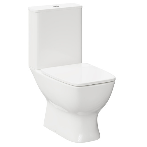 A modern white close coupled toilet