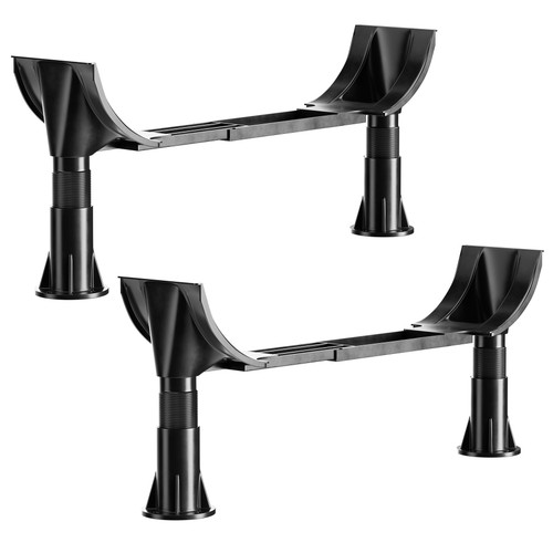 A set of black PVC bath legs for a modern steel bath