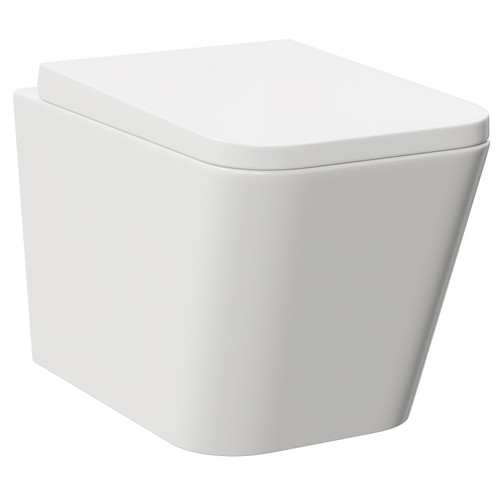 A modern white wall hung toilet