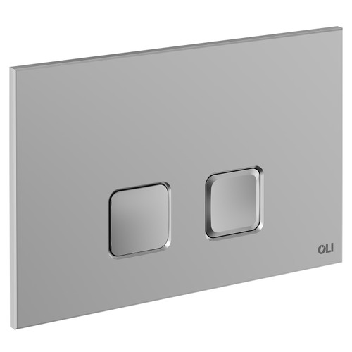 A modern silver flush plate with square buttons
