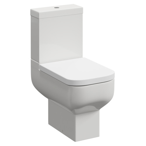 A modern white close coupled toilet