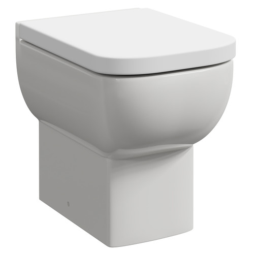 A modern white back to wall toilet