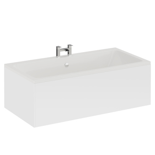 A modern white straight double ended bath