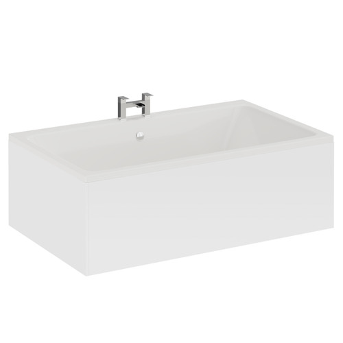A modern white straight double ended bath