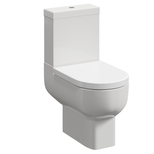 A modern white close coupled toilet