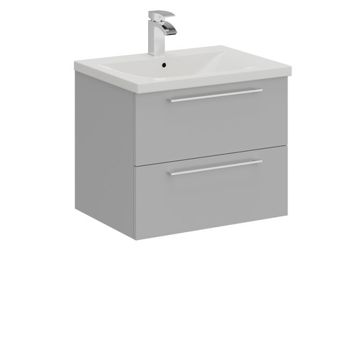 A modern grey vanity unit and basin