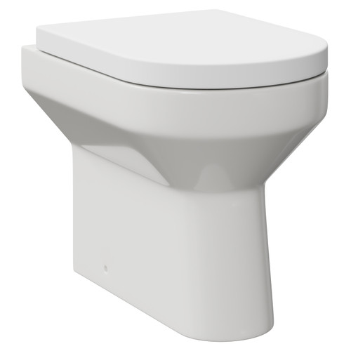 A modern white back to wall toilet