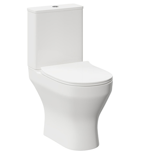 A modern white close coupled toilet