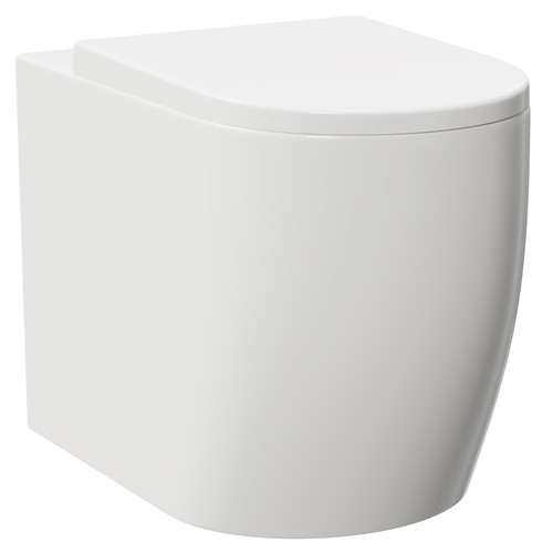 A modern white back to wall toilet