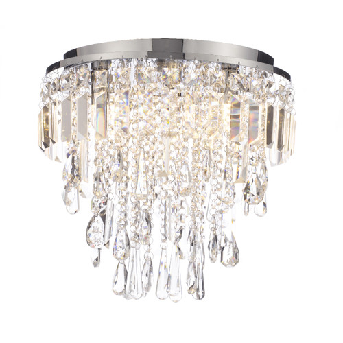 Forum Spa Pro Bresna Polished Chrome/Clear 380mm 3 Lamp Flush Ceiling Light - SP-25204-CHR Front View