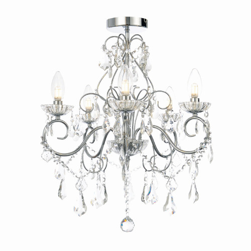 Forum Spa Vela Polished Chrome/Clear 495mm 5 Light Bathroom Chandelier - SPA-19713-CHR Viewed from a Different Angle